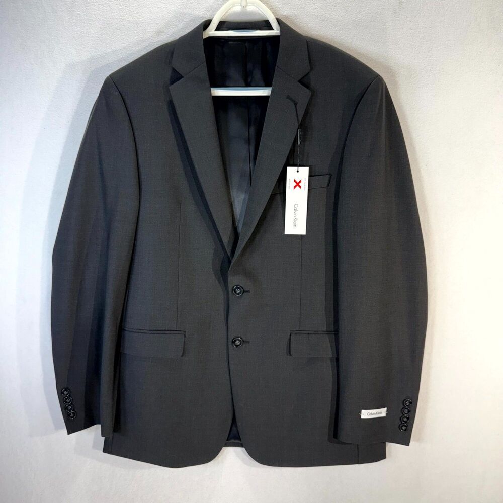 Calvin Klein $425 Men's Gray Stretch Blazer Lycra Spandex & Wool Size 42R NEW